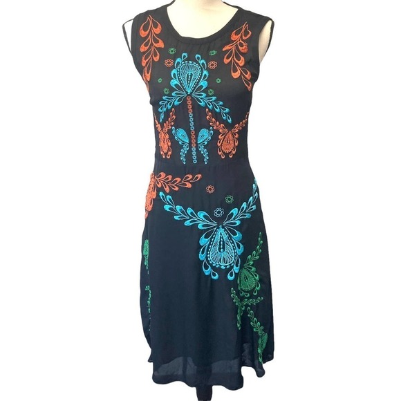 Cynthia Rowley embroidered silk midi dress